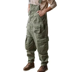 Men's Retro Cotton Bib Overalls with Loose Fit