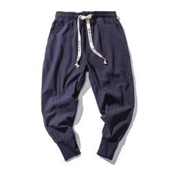 Men's Cotton Linen Drop-Crotch Harem Jogger Pants