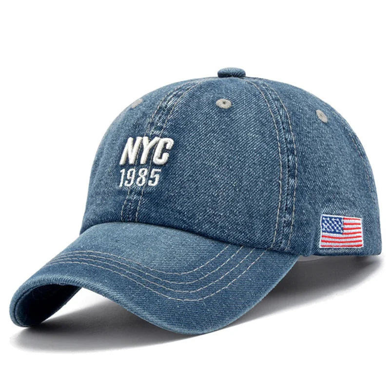Denim Embroidered Letter Baseball Cap - Unisex Summer Snapback Hat