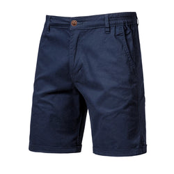 Men's 100% Cotton Solid Beach Shorts - Elastic Waist Casual Fit