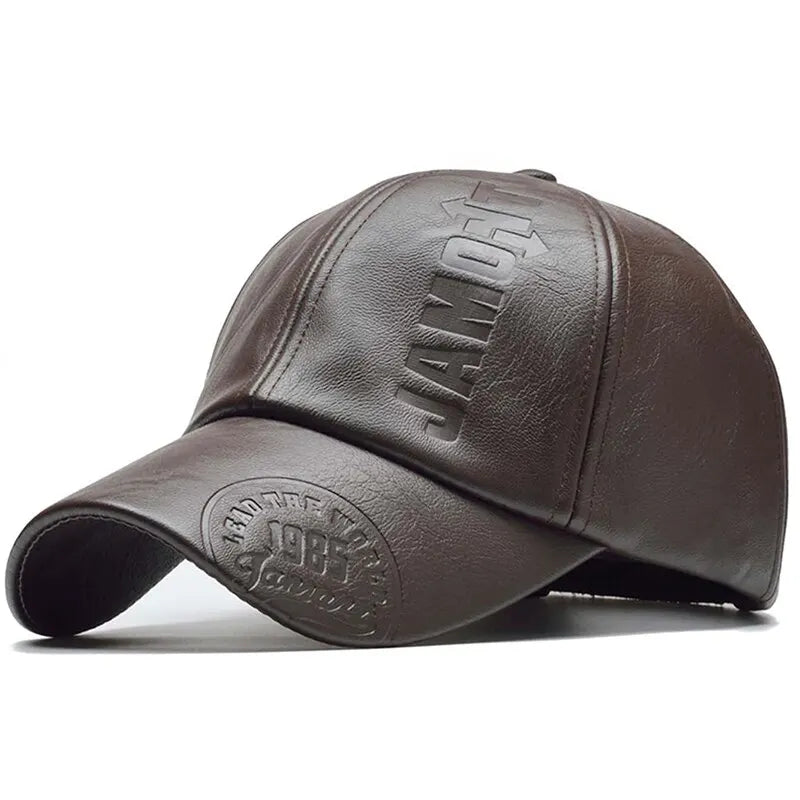 PU Leather Letter Baseball Cap - Adjustable Outdoor Sun Hat