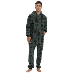 Men's Camo Fleece Hooded Onesie Jumpsuit