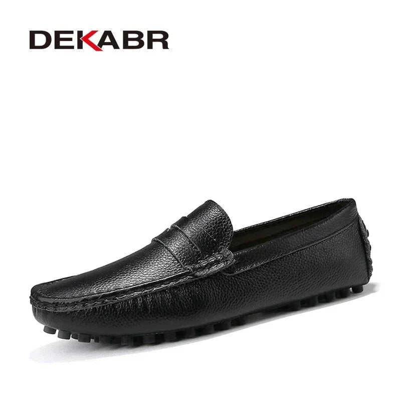 DEKABR Men's Genuine Leather Slip-On Driving Shoes