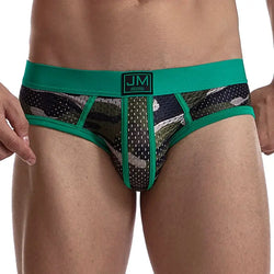 JOCKMAIL Men's Mesh Camouflage Briefs - Low-Rise Breathable Fit