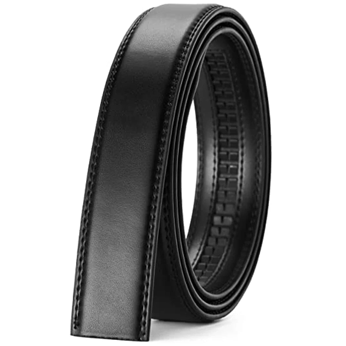 Men's Genuine Leather Ratchet Belt with Automatic Buckle