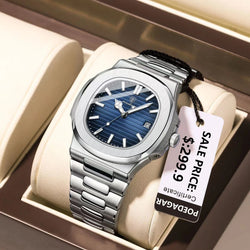POEDAGAR Square Luminous Date Quartz Watch