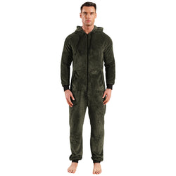 Men's Camo Fleece Hooded Onesie Jumpsuit