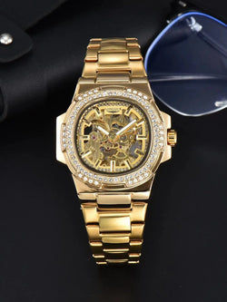 Men's Stainless Steel Skeleton Automatic Watch