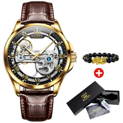 OLEVS Automatic Mechanical Leather Strap Watch