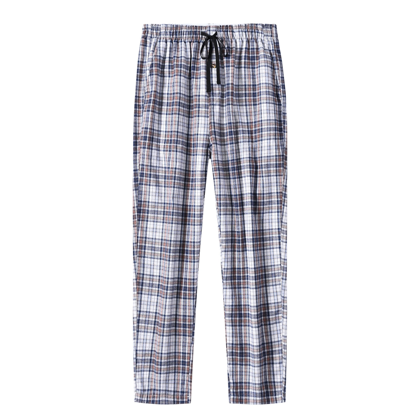 Cotton Plaid Pajama Pants - Breathable Elastic Waist Sleep Bottoms