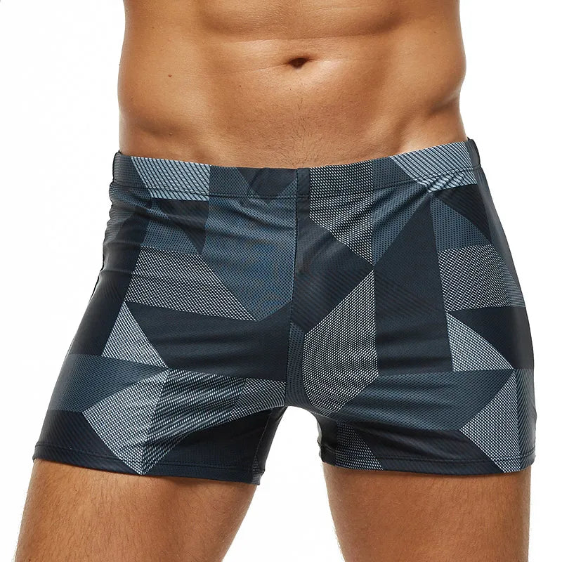 DATIFER Men's Patterned Boxer Swim Trunks With Pad