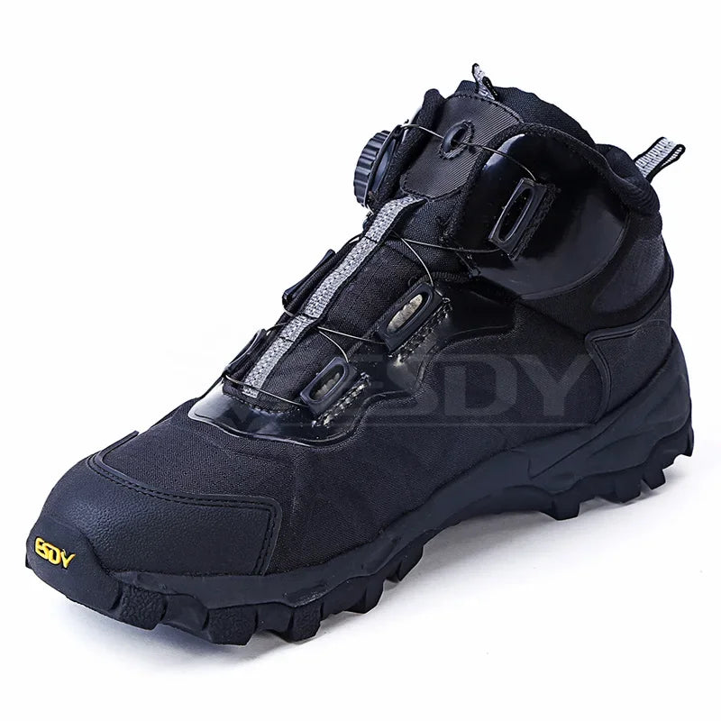 Men's Lace-Up Tactical Hiking Boots with Buckle Detail