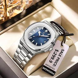 POEDAGAR Square Luminous Date Quartz Watch
