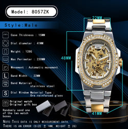 Men's Stainless Steel Skeleton Automatic Watch