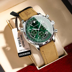 Men's Luminous Chronograph Leather Quartz Watch
