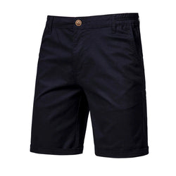 Men's 100% Cotton Solid Beach Shorts - Elastic Waist Casual Fit