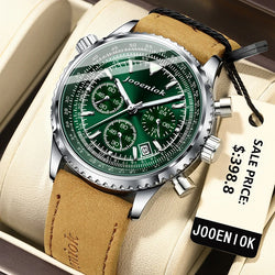 Men's Luminous Chronograph Leather Quartz Watch