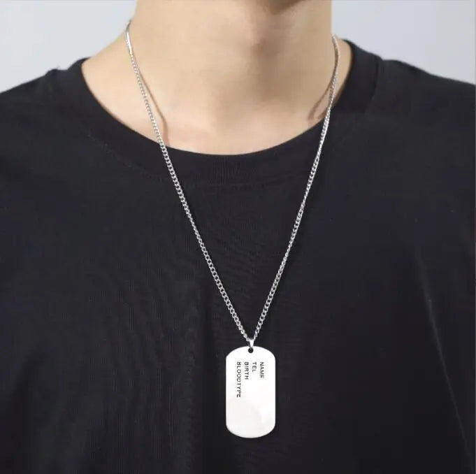 Custom Stainless Steel Military Dog Tag Necklace - Personalized Name Chain