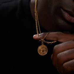 Vnox Stainless Steel Compass Pendant Layered Necklace
