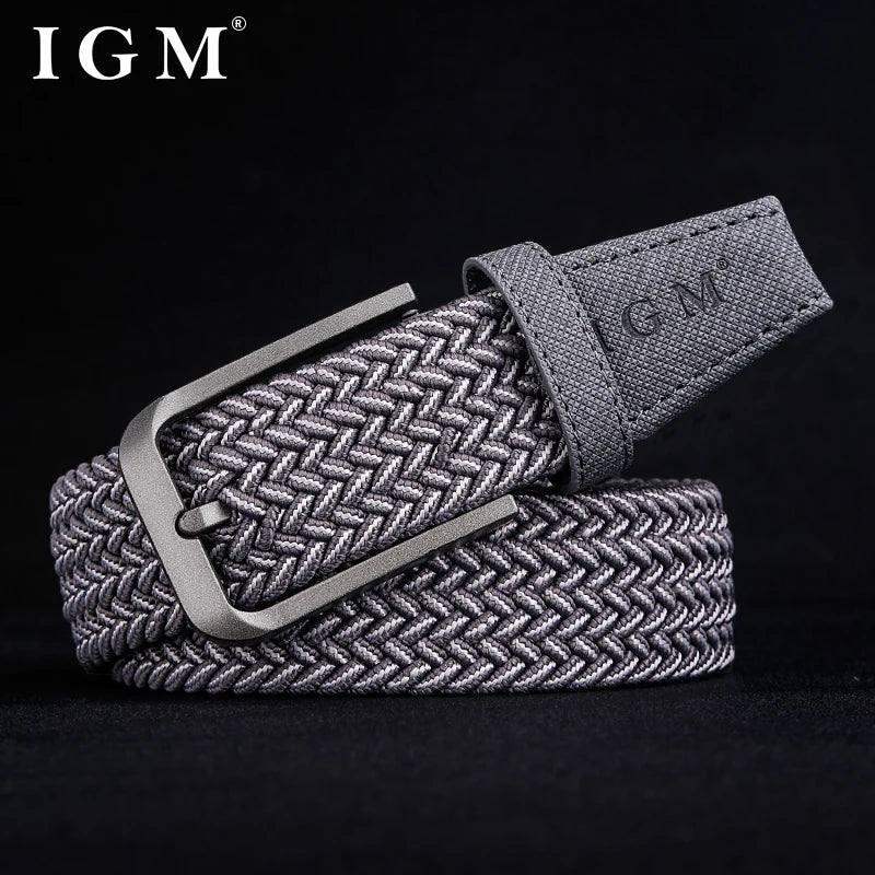 Unisex Woven Canvas Elastic Belt with Needle Buckle