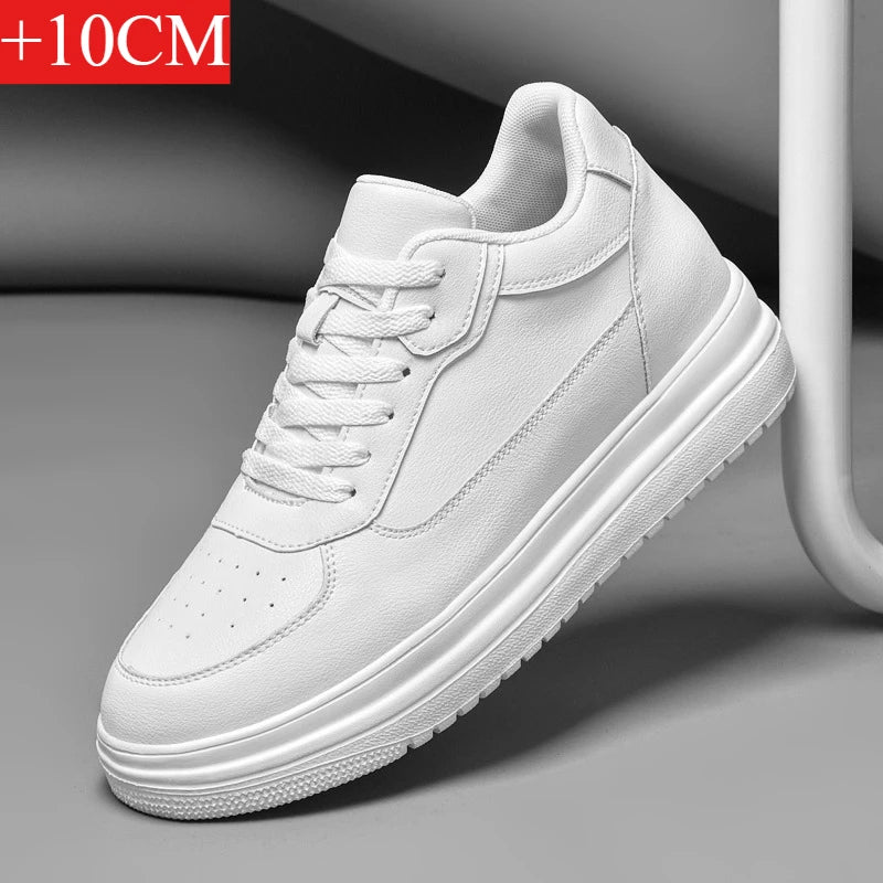 Invisible Height-Increasing Leather Sneakers - 6CM to 10CM Lift Shoes