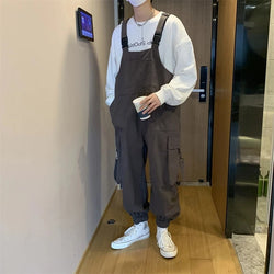 Loose Strap Pocket Overalls Jumpsuit for Men