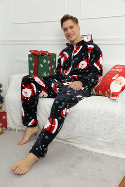 Men's Camo Fleece Hooded Onesie Jumpsuit