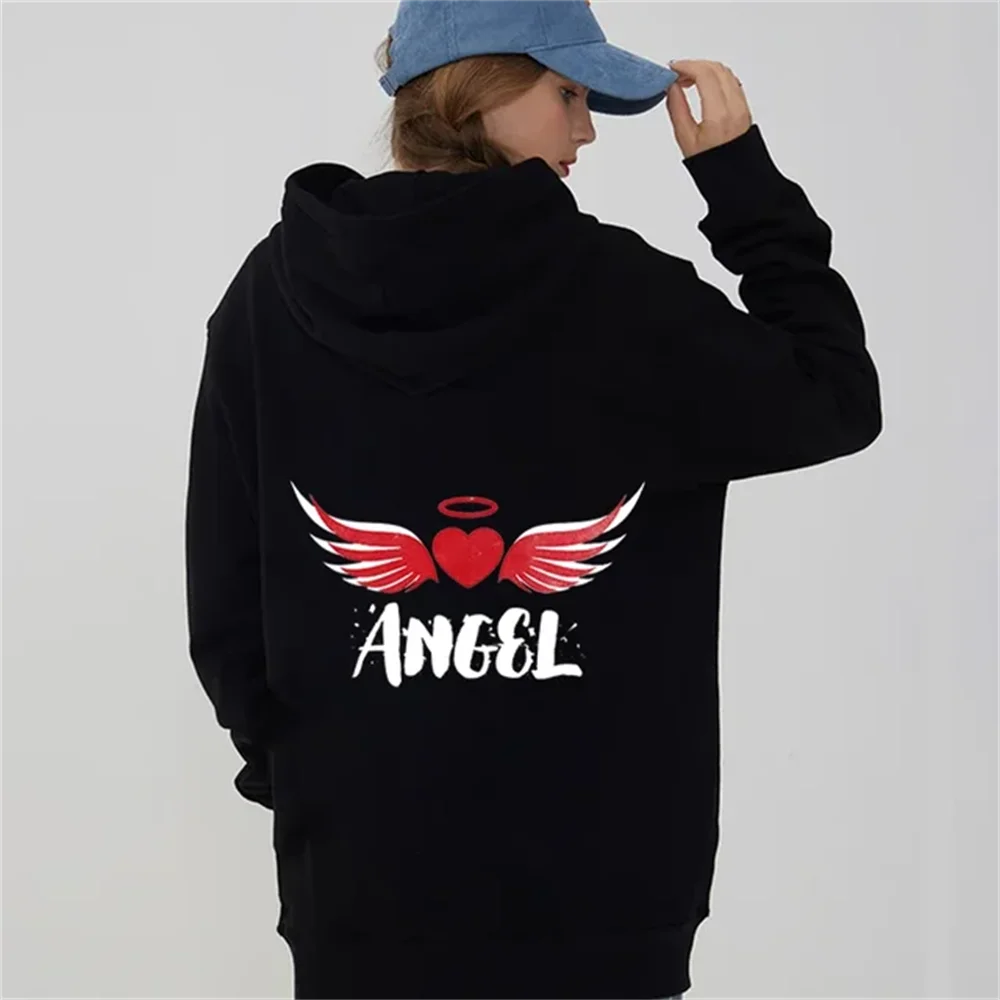 Angel and Demon Matching Couple Hoodies - His & Hers Black Hoodie Set