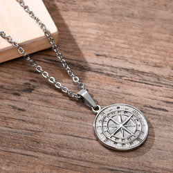 Vnox Stainless Steel Compass Pendant Layered Necklace
