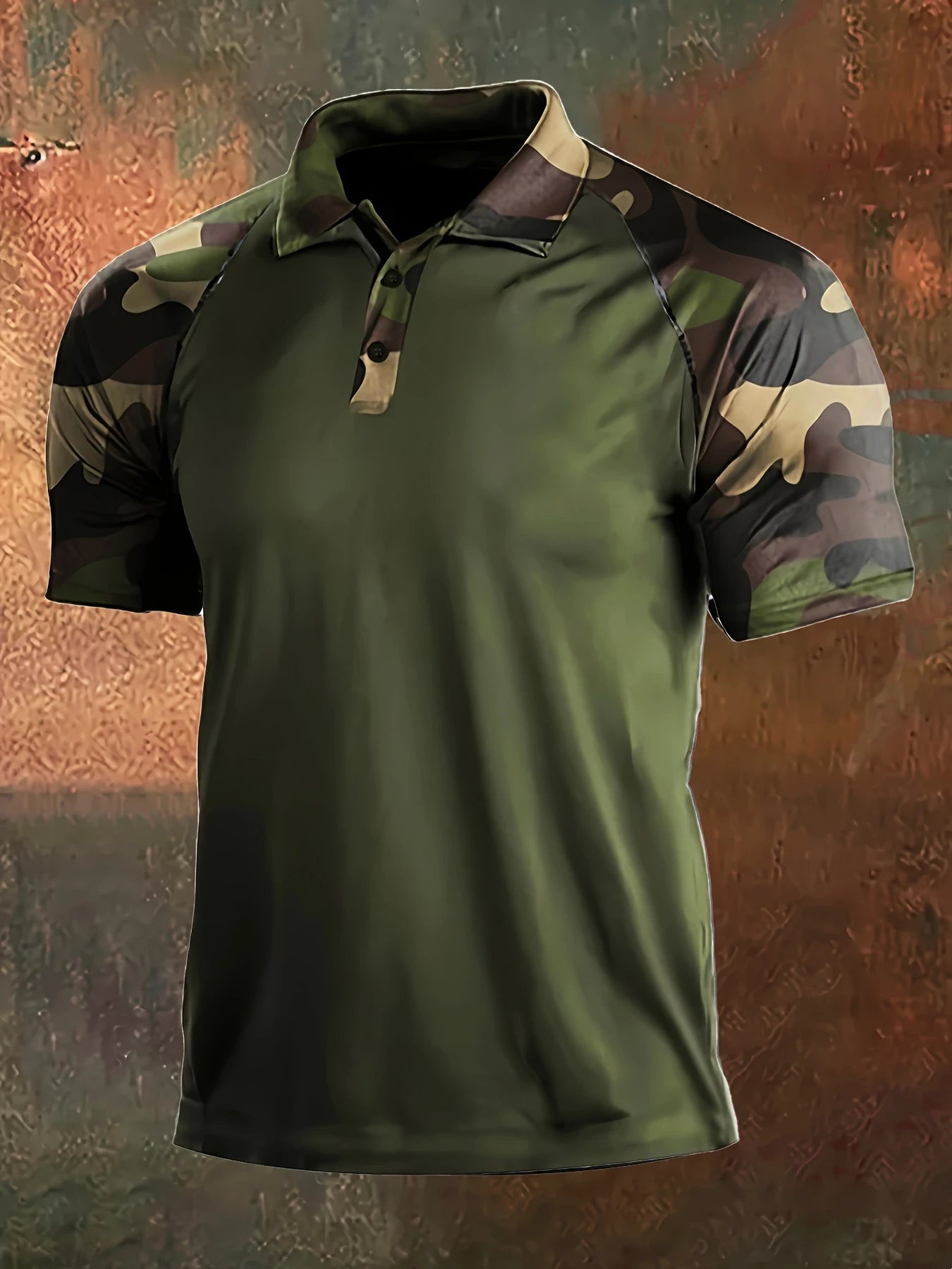 Men's Camo Print Slim Short Sleeve Polo Shirt