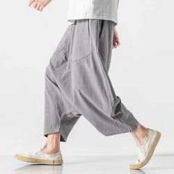 Men's Plus Size Cotton Linen Wide-Leg Harem Pants