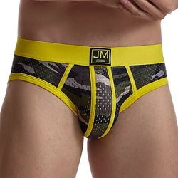 JOCKMAIL Men's Mesh Camouflage Briefs - Low-Rise Breathable Fit