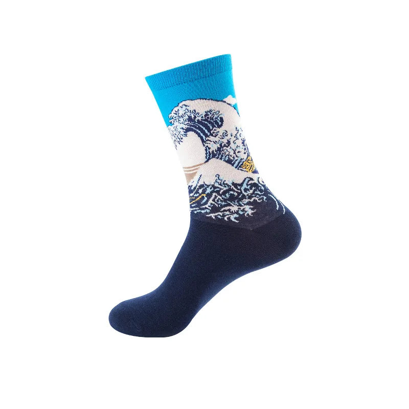 Cotton Abstract Art Socks - Van Gogh Style Skateboard Socks