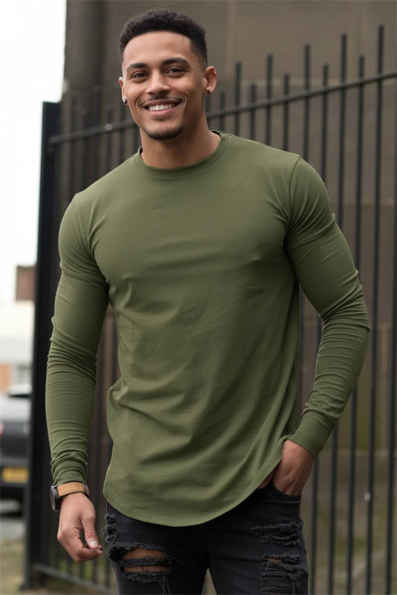 Men's Breathable Cotton Long Sleeve Workout Shirt