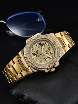 Men's Stainless Steel Skeleton Automatic Watch