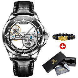 OLEVS Automatic Mechanical Leather Strap Watch