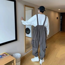 Loose Strap Pocket Overalls Jumpsuit for Men
