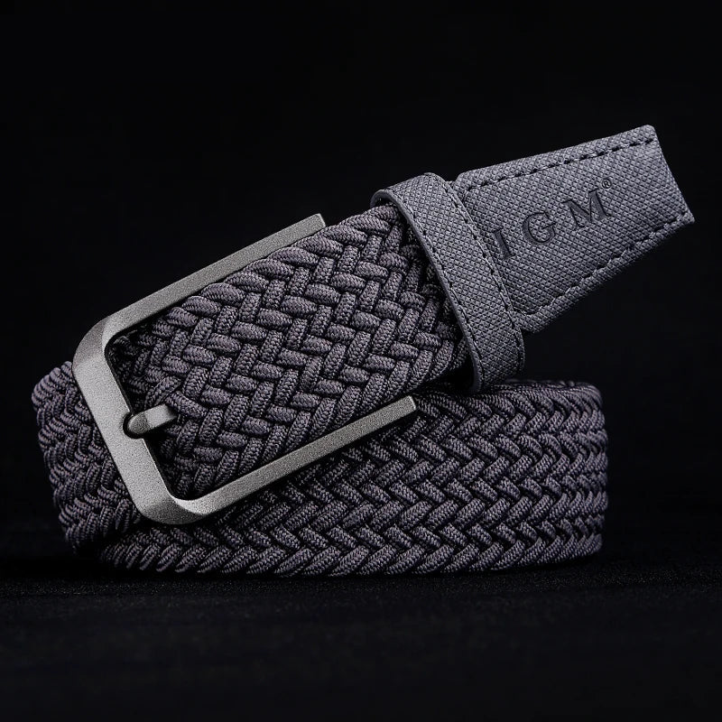 Unisex Woven Canvas Elastic Belt with Needle Buckle