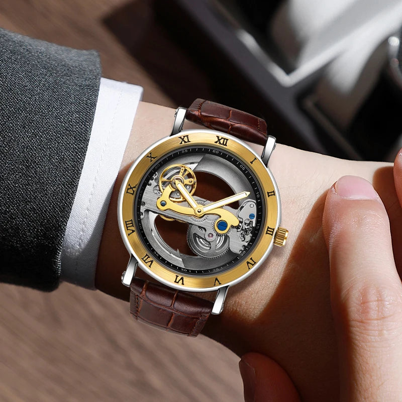 Golden Bridge Skeleton Automatic Mechanical Watch