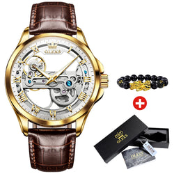 OLEVS Automatic Mechanical Leather Strap Watch