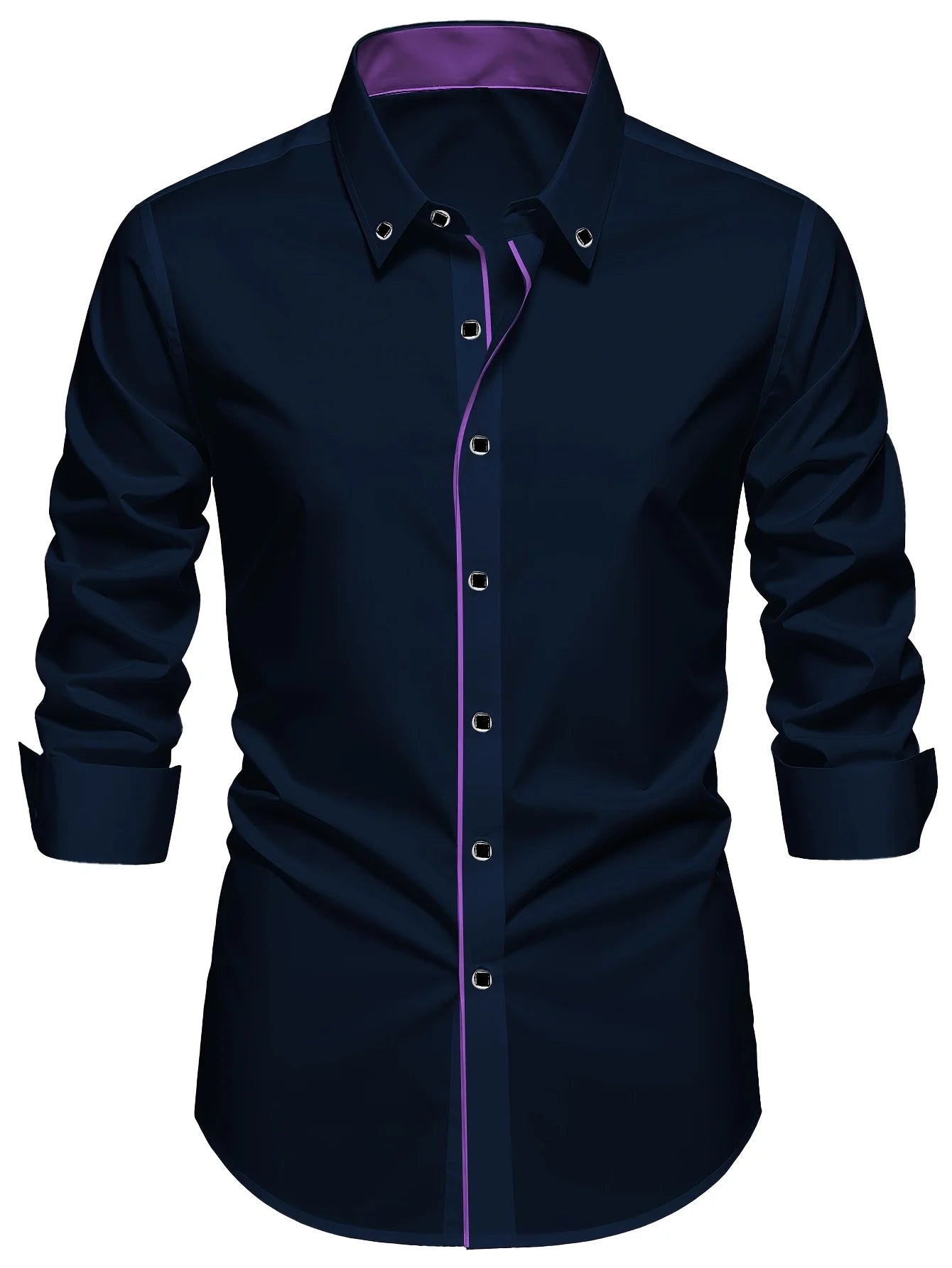 Smart Business Patchwork Shirt - Long Sleeve Men's Dress Shirt