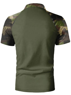 Men's Camo Print Slim Short Sleeve Polo Shirt
