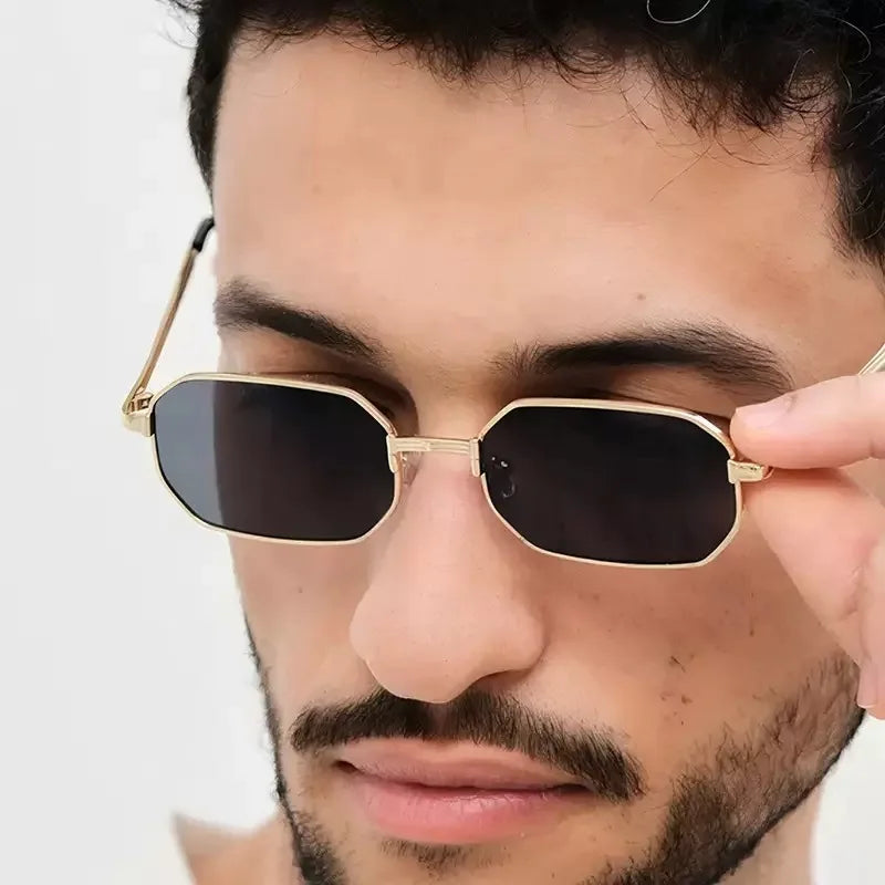 Small Square Metal Sunglasses - Vintage Color Lens Eyewear
