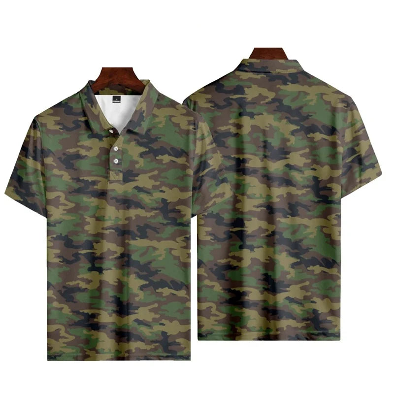 Men's 3D Camo Streetwear Short Sleeve Polo Shirt