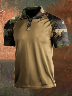 Men's Camo Print Slim Short Sleeve Polo Shirt