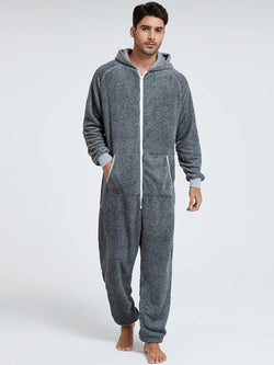 Men's Camo Fleece Hooded Onesie Jumpsuit