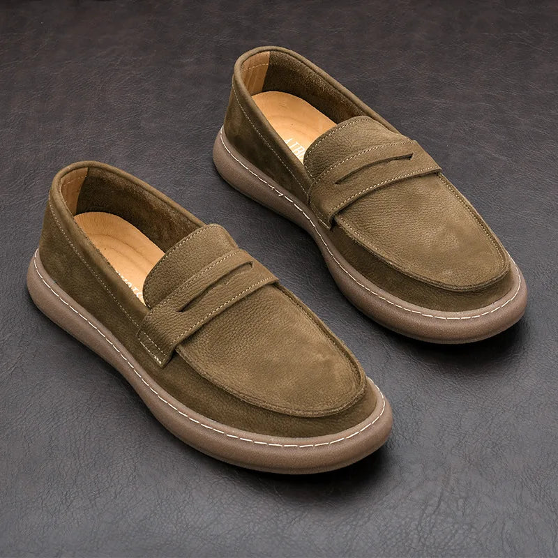 Italian Genuine Leather Men's Lightweight Driving Loafers
