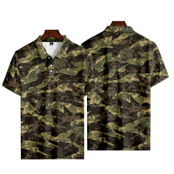 Men's 3D Camo Streetwear Short Sleeve Polo Shirt